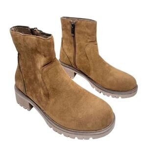 Seven7 Booties‎ Women’s Size 6 Tan Bestie Zip Up Block Heel Round Toe NEW